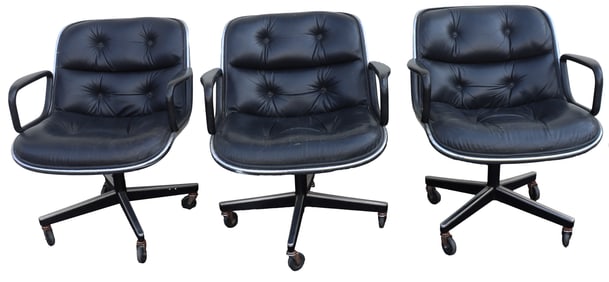 Charles Pollock (1930-2013) American, (3) Knoll Executive Rolling Arm Chairs