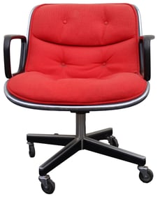 Charles Pollock (1930-2013) American, Knoll Red Tweed Rolling Executive Armchair