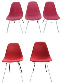 (5) Herman Miller Molded Plastic and Felt Eames Side Chairs