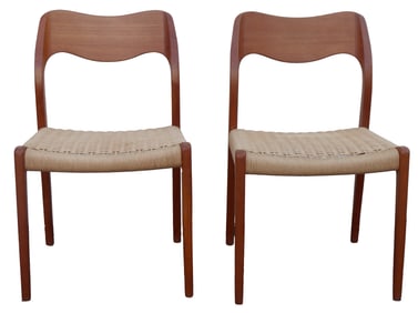 Arne Hovmand-Olsen (1919-1989) Danish, Pair of Teak and Cord Dining Chairs