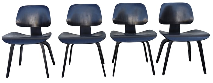 (4) Charles and Ray Eames LCW Bent Molded Plywood Lounge Chairs