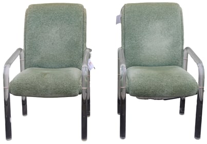 (2) Lion In Frost 1960s Waterfall Lucite Armchairs
