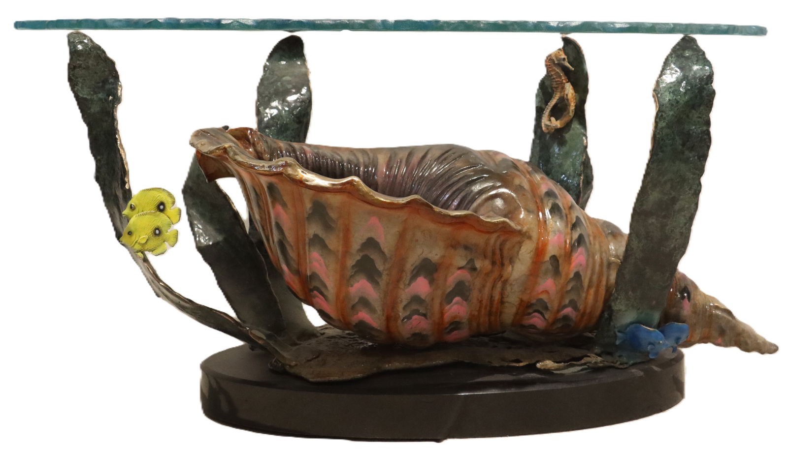 John Townsend (20th Century) American, Painted Bronze Oval Seashell Coffee Table (1 of 20)