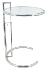 Eileen Gray (1878-1976) Irish/French, Glass and Chrome Height Adjustable Table