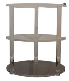 Modern Lucite Circular Side Table With 3 Tiers 3 Columns