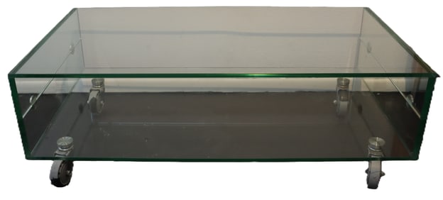 Two Tier Rolling Glass Coffee Table