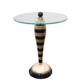 Unique Accent Table With Round Glass Top