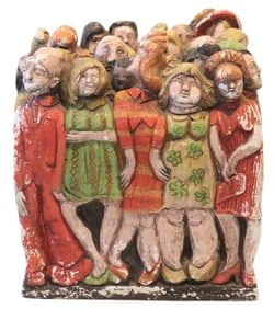 Mid Century Almazetta Casey Signed Sculpture of Figures