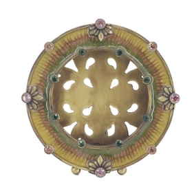 Jay Strongwater (Born 1960) American, Circular Brass and Jeweled Picture Frame