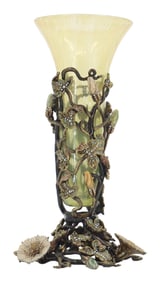 Jay Strongwater (Born 1960) American, Enameled and Jeweled Metal and Horn Candlestick