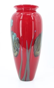 Richard Satava (Born 1950) American, Red Iris Art Glass Studio Vase
