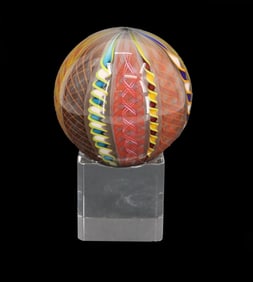 Mark Matthews (Born 1954) American, Art Glass Sphere and Clear Stand