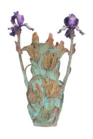 William Ravenscroft Sharles (1940-2023) American, Painted Bronze Iris Vase