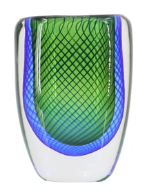 Vicke Lindstrand (1904-1983) Swedish, Kosta Boda Blue and Green Art Glass Vase