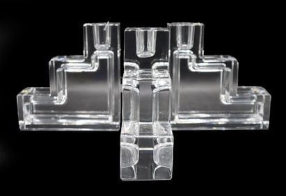 Wilber Olme (1889-1972) American, (3) Mid Century Modern Art Glass Candleholders