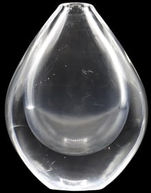 Swedish Orrefors Signed Teardrop Crystal Vase
