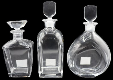 (3) Orrefors Glass Crystal Decanters