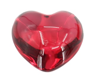 Baccarat Papillon Ruby Crystal Heart Art Glass in Original Box