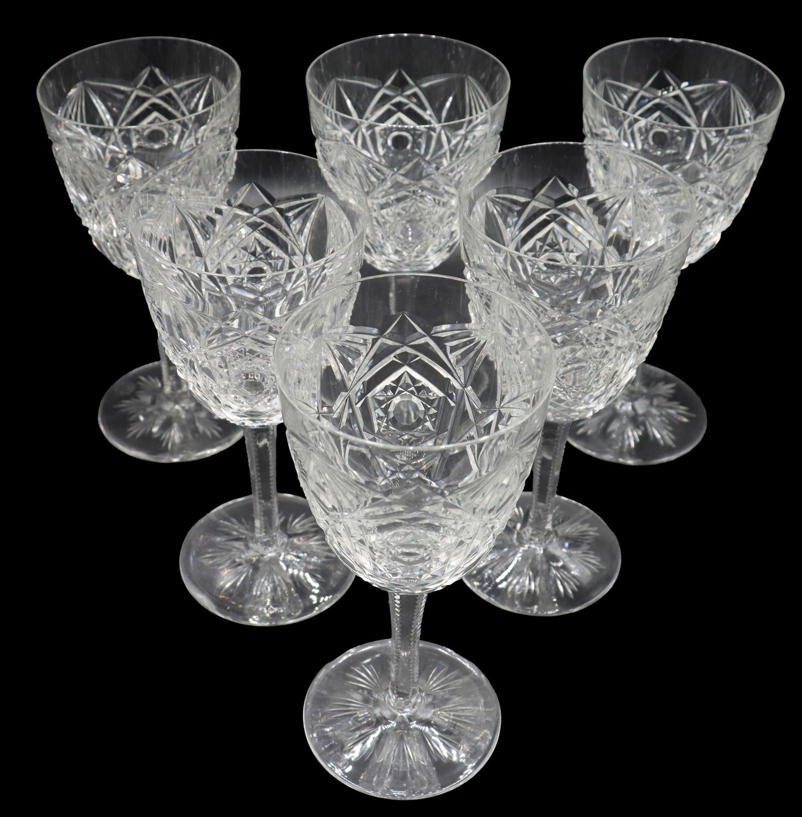 (6) French Baccarat Lagny Pattern Stemmed Crystal Wine Glasses: (6) French Baccarat Lagny Pattern Stemmed Crystal Wine Glasses. The Lagny pattern is highly sought-after, a deeply cut crystal design known for its luxury and intricate star pattern. Considered o