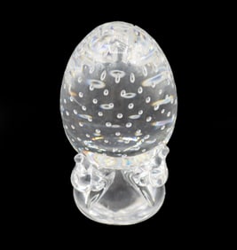 Steuben Art Glass Egg-Shaped Bubble Pattern Paperweight