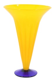 Blenko Yellow and Blue Vase