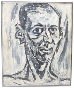 In the Style of Leon Kossoff, British, Oil on Canvas Portrait