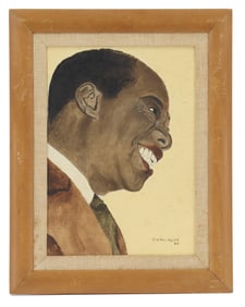 1944 Louis Armstrong Oil on Canvas Portrait by R.W. Hawksley