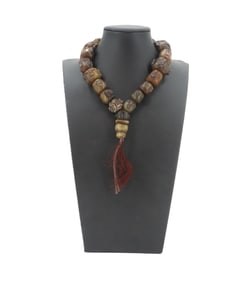 African Style Carved Stone Necklace