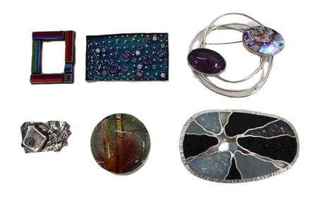 (6) Sterling Silver Brooches - Gross 5.085 ozt.