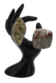 (2) Sterling Silver and Large Stone Rings - Gross 1.900 ozt.