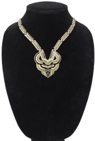 Mexican Silver and Enamel Necklace - Gross 2.445 ozt.