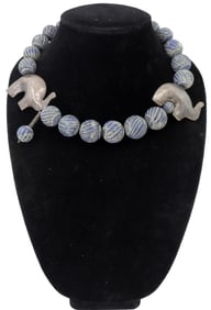 Low Grade Silver and Lapis Necklace