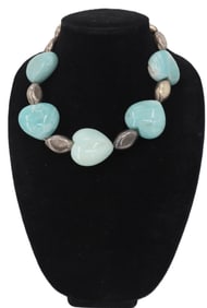 90% Silver and Hardstone Necklace - Gross 8.9 ozt.