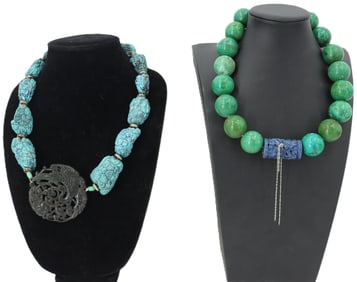 (2) Hardstone Necklaces