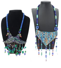(2) Unique Artisan Statement Necklaces