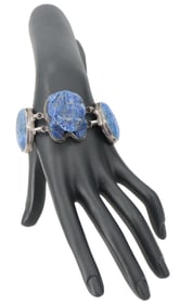 Marked 925 Silver and Lapis Bracelet - Gross 2.475 ozt.