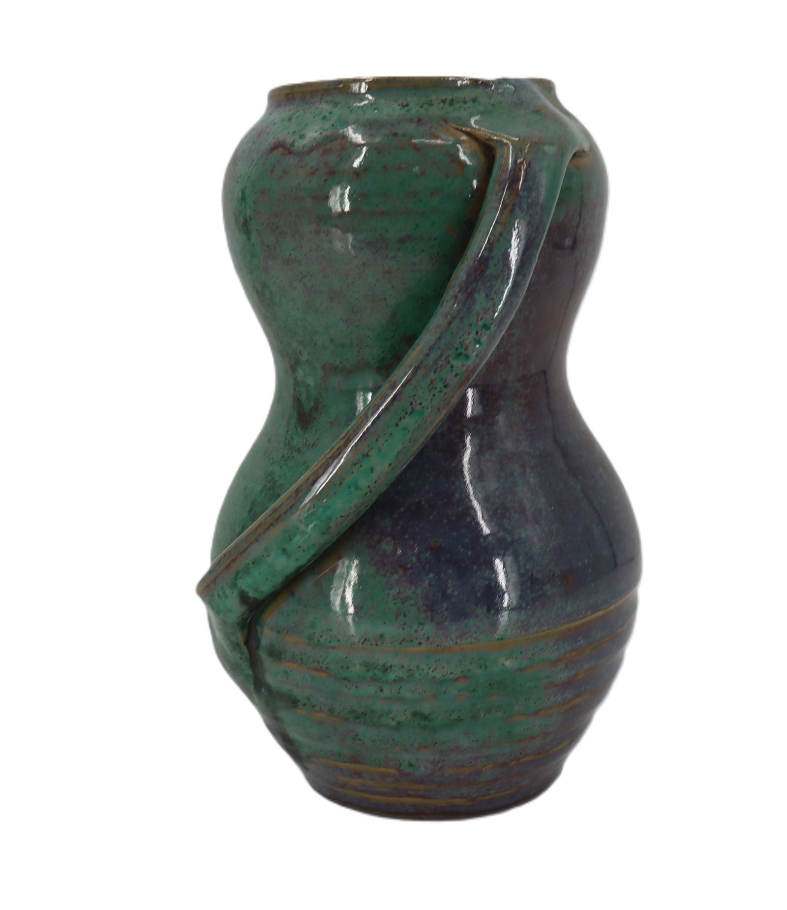William J. Gordy (1910-1993) American, Green Glazed Art Pottery Double Gourd Vase (1 of 17)