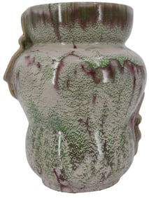 1930s Weller Pottery Greenbriar Glaze Unique Double Gourd Vase