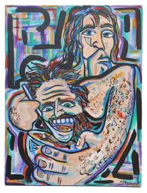 Signed Storm American, Oil on Board Outsider Folk Art