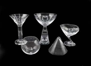 (5) Artistic and Abstract Cocktail Glasses of Various Shapes and Sizes