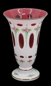 Murano Floral Pink Vase Engraved