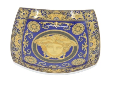 Rosenthal and Versace Medusa Blue Decorative Porcelain Plate or Candy Dish