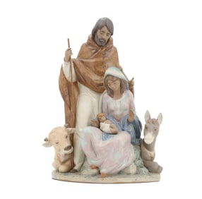 Spanish Lladro Religious "Joyful Event" Porcelain Figurines with Original Box