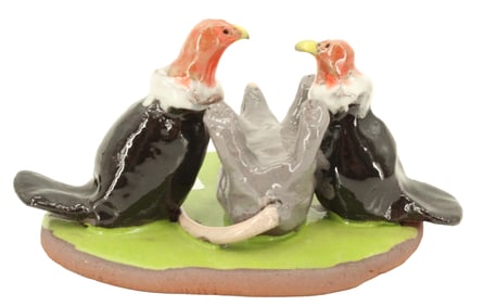 Lynn Bailey (Born 1975) American, Vultures and Roadkill Ceramic Sculpture
