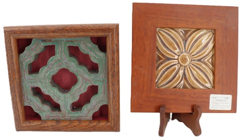 (2) Framed Decorative Arts and Crafts Ceramics Tiles