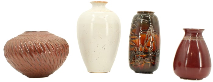 Chris Powell (Born 1968) American, (4) Art Pottery Vases