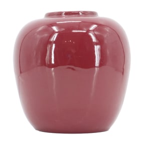 California Faience Pottery Red Temple Jar
