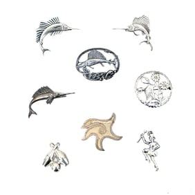 (8) Sterling Silver Pins - Gross 1.695 ozt.