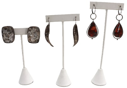 (3) Pairs of Sterling Silver Vintage Earrings - Gross 1.270 ozt.