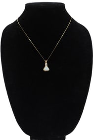 14k Gold, Opal, and Diamond Necklace - Gross 4.6 g.